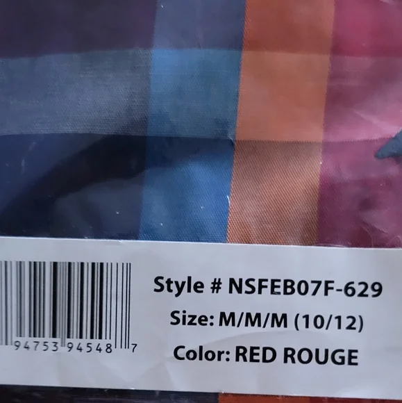 Nautical Boy's Multicolor Plaid Shirt; Style: Long Sleeve. Size: 10/12 (M). - Picture 4 of 5